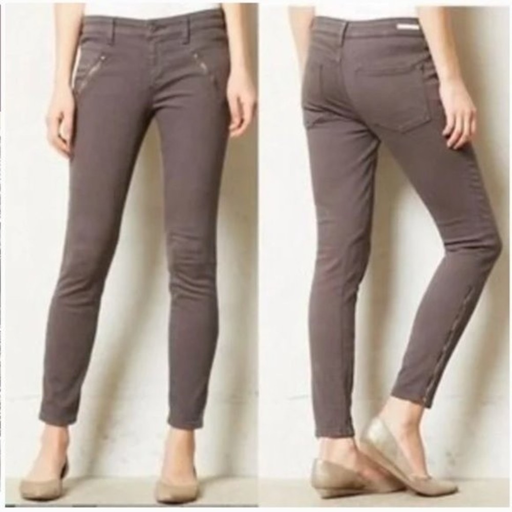 Pilcro and the Letterpress Anthropologie Serif Pants, Moto Gray, Size 29